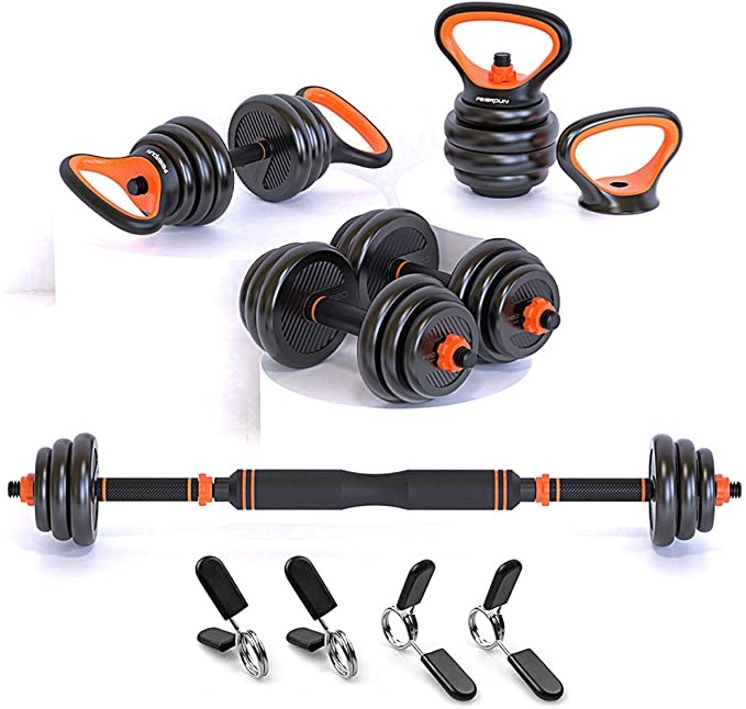 6 In 1 Gym Equipment Cheap Dumbbell Sets Adjustable Kettlebell Barbell Bar Dumbbell Set