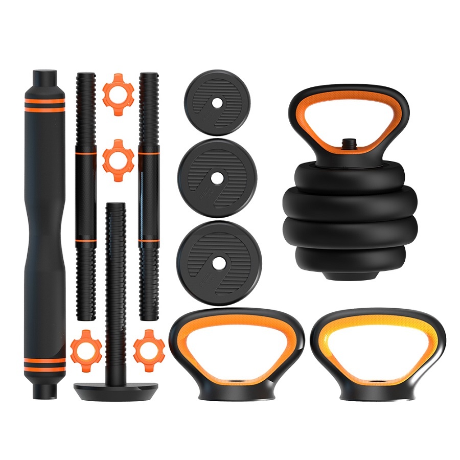 6 In 1 Gym Equipment Cheap Dumbbell Sets Adjustable Kettlebell Barbell Bar Dumbbell Set