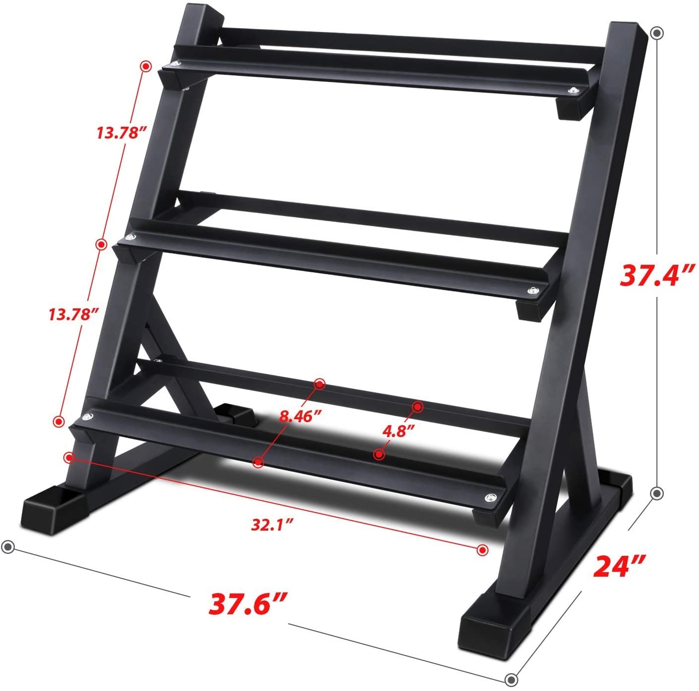 Hot selling rubber coated dumbbell set with rack