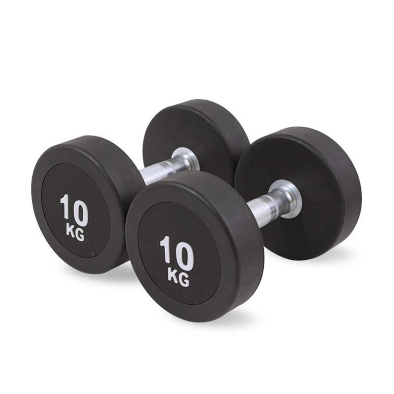 Free Weight Black Fixed Rubber round Dumbbell Weight Lifting Gym Dumbbell