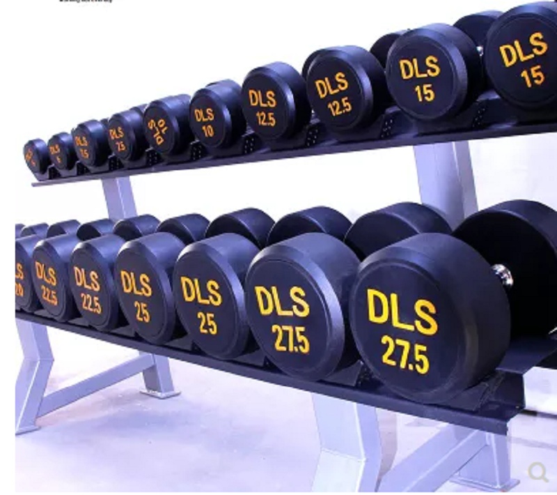 Free Weight Black Fixed Rubber round Dumbbell Weight Lifting Gym Dumbbell