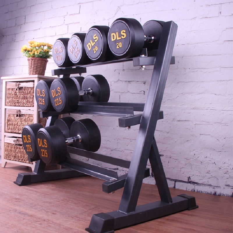 Free Weight Black Fixed Rubber round Dumbbell Weight Lifting Gym Dumbbell