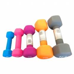 Low price gym equipment colorful Plastic dipping hexagonal dumbbells for fitness exercise