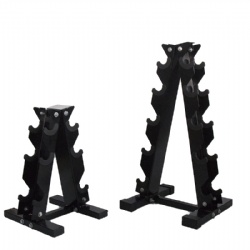 gym fitness equipment high-end adjustable 3 tier 15 pair triangle hex rubber Dumbbell set Rack