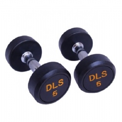 Free Weight Black Fixed Rubber round Dumbbell Weight Lifting Gym Dumbbell